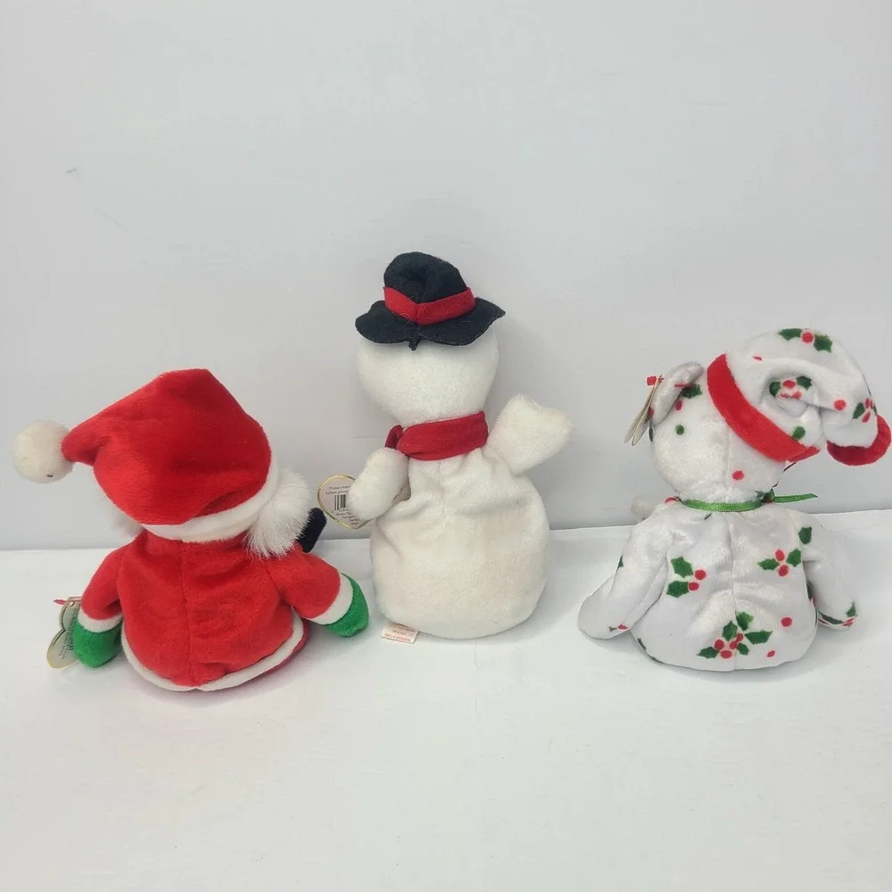 Vtg Ty Beanie Babies Lot Of 3‎ Christmas Santa 98 Snowball 96 Holiday Teddy 98